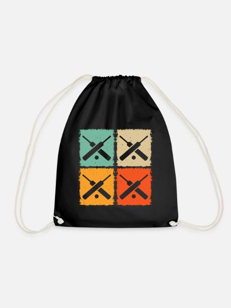 Cricketing Retro Cricket Player Cricket Retro Cric - Drawstring Bag - black