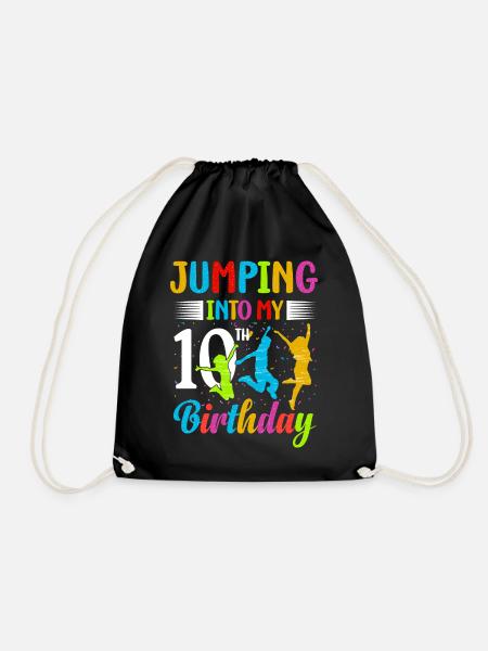 Trampolin Lover 8. Geburtstag Party Springen - Turnbeutel - Schwarz
