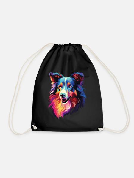 Wasserfarben Farbenfroher Collie - Turnbeutel - Schwarz