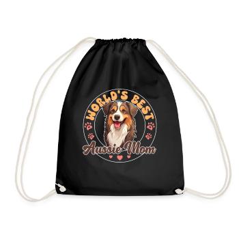 Australian Shepherd Red Tri Groovy Aussie mom - Drawstring Bag - black - Front