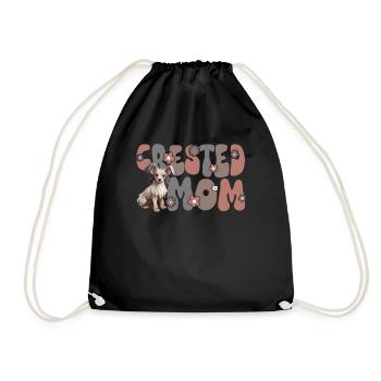 Chinese Crested Mom Groovy Crested Mom - Drawstring Bag - black - Front