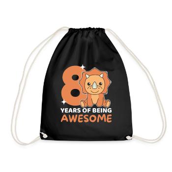 Tricératops 8e anniversaire enfants huit ans - Sac de sport léger - noir - Devant