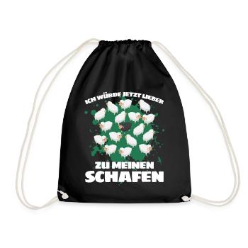 I'D RATHER GO TO MY SHEEP NOW - Drawstring Bag - black - Front