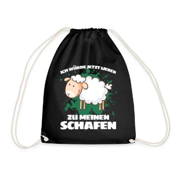 I'D RATHER GO TO MY SHEEP NOW - Drawstring Bag - black - Front