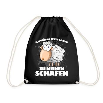 I'D RATHER GO TO MY SHEEP NOW - Drawstring Bag - black - Front