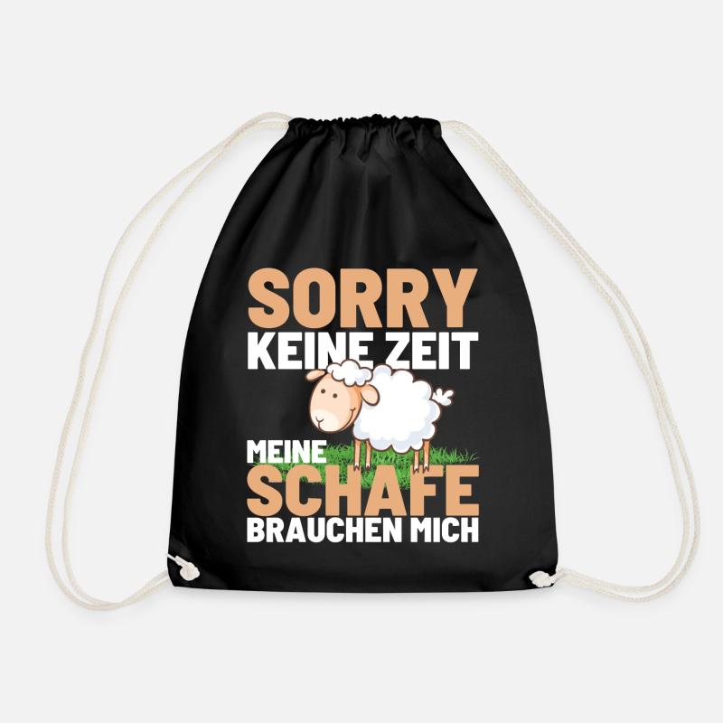 MEINE SCHAFE BRAUCHEN MICH Lustiger Schaf Schäfer - Turnbeutel - Schwarz