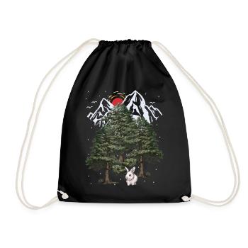 Alps, Bunny, Winter, Snowfall, Christmas, Rabbit - Drawstring Bag - black - Front