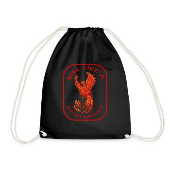 Walisisches Hemd, Rise Like A Welsh Phoenix T-Shirt, Geschenk - Turnbeutel - Schwarz - Vorne