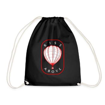 Hot Air Balloon Shirt, Rise Above Tee, Gift For - Drawstring Bag - black - Front