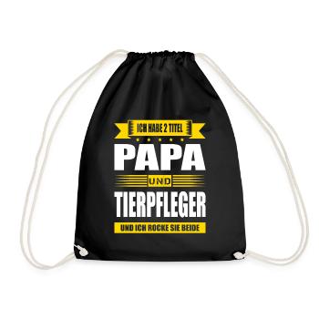 Zwei Titel Papa Und Tierpfleger Zoowärter - Turnbeutel - Schwarz - Vorne