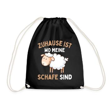 Home is where my sheep are! Sheep Shepherd - Drawstring Bag - black - Front