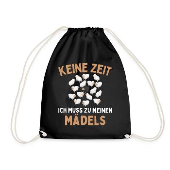 Ich muss zu meinen Mädels! Lustiger Schaf Schäfer - Turnbeutel - Schwarz - Vorne