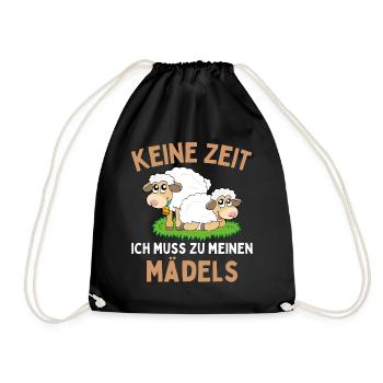 Ich muss zu meinen Mädels! Lustiger Schaf Schäfer - Turnbeutel - Schwarz - Vorne