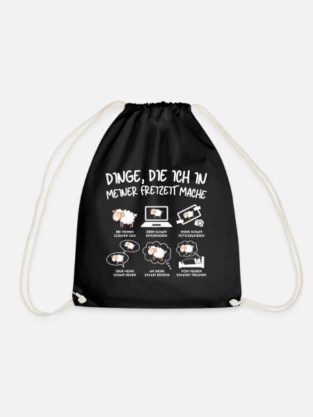 Funny Sheep Sheep Sheep Shepherd - Drawstring Bag - black