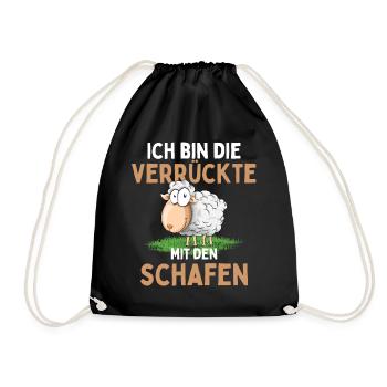 I'M THE CRAZY ONE WITH THE SHEEP - Sheep - Drawstring Bag - black - Front