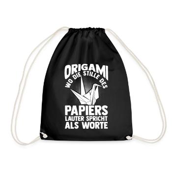 Japanese Folding Art Origami - Drawstring Bag - black - Front