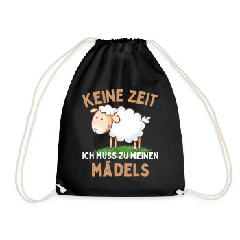 Ich muss zu meinen Mädels! Lustiger Schaf Schäfer - Turnbeutel - Schwarz - Vorne