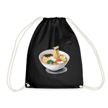 Japanische Ramen Nudelsuppe Aesthetic Design - Turnbeutel - Schwarz - Vorne