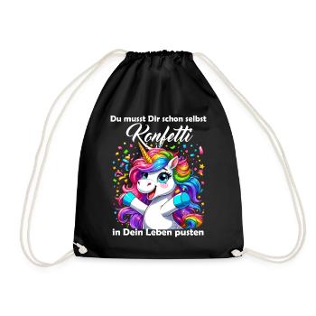 Unicorn Carnival Confetti Fun Optimism Funny - Drawstring Bag - black - Front
