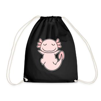Axolotl Motif Kids Cute - Drawstring Bag - black - Front