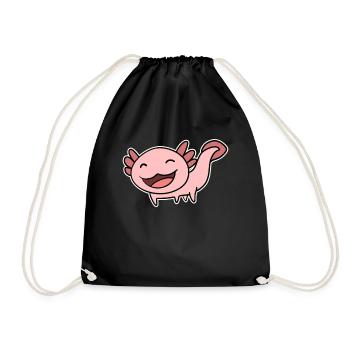 Axolotl Motiv Kinder Niedlich - Turnbeutel - Schwarz - Vorne
