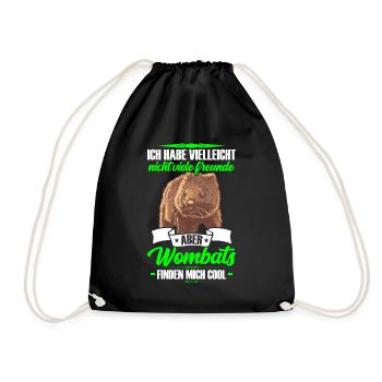 Wombat ist mein Freund Beuteltier Wombat - Turnbeutel - Schwarz - Vorne