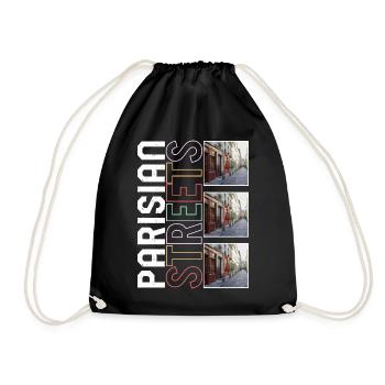 Paris Shirt, Parisian Streets Tee, Gift For Paris - Drawstring Bag - black - Front