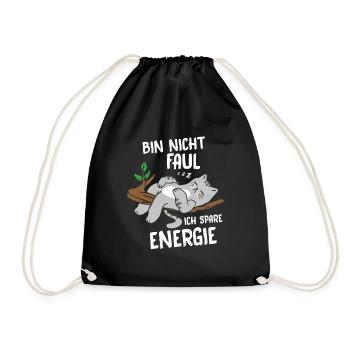 I'm not lazy, I save energy, cat - Drawstring Bag - black - Front