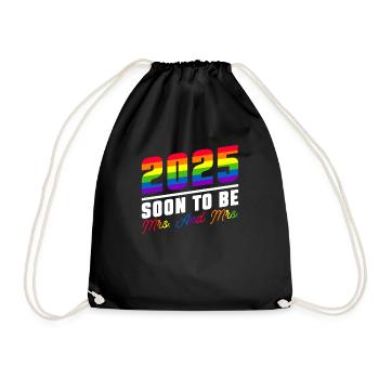 Gay Pride Wedding 2025 Lesbische Homo-Ehe - Turnbeutel - Schwarz - Vorne