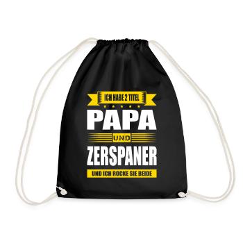 Ich Habe Zwei Titel Papa Und Zerspaner Mechaniker - Turnbeutel - Schwarz - Vorne