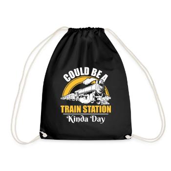 Could be a Train Station Kinda Day - Train Guide - Drawstring Bag - black - Front