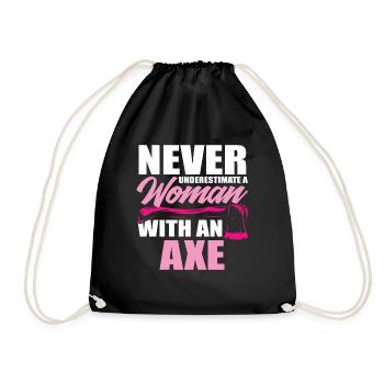 Axe Thrower Axe Throw Sports Wife Gift - Drawstring Bag - black - Front
