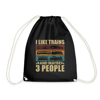 J’aime Trains & Peut-être 3 personnes - Zugführer - Sac de sport léger - noir - Devant