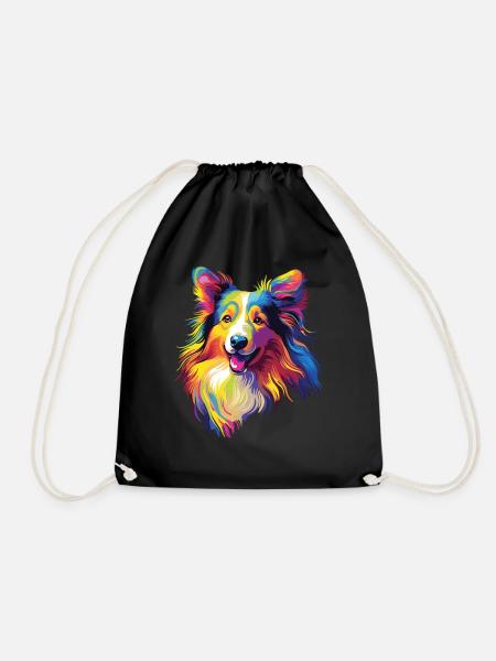 Wasserfarben Farbenfroher Collie - Turnbeutel - Schwarz