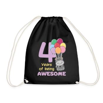 Hippopotame pour les enfants de 4 ans - Sac de sport léger - noir - Devant