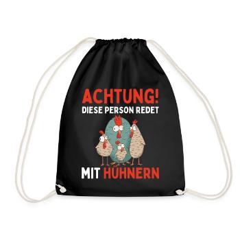 ATTENTION, JE PARLE À DES POULES ! Drôle d’œuf de poule - Sac de sport léger - noir - Devant