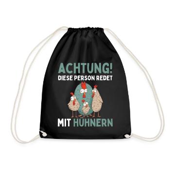 ATTENTION, JE PARLE À DES POULES ! Drôle d’œuf de poule - Sac de sport léger - noir - Devant