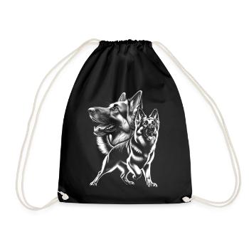 German Shepherd - photorealistic portrait - Drawstring Bag - black - Front