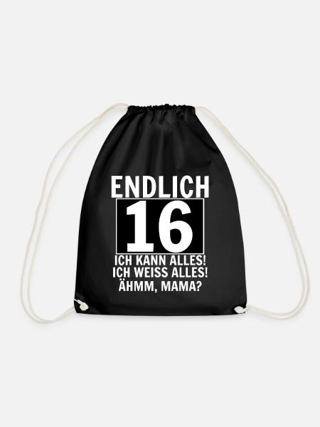 16th Birthday - Drawstring Bag - black