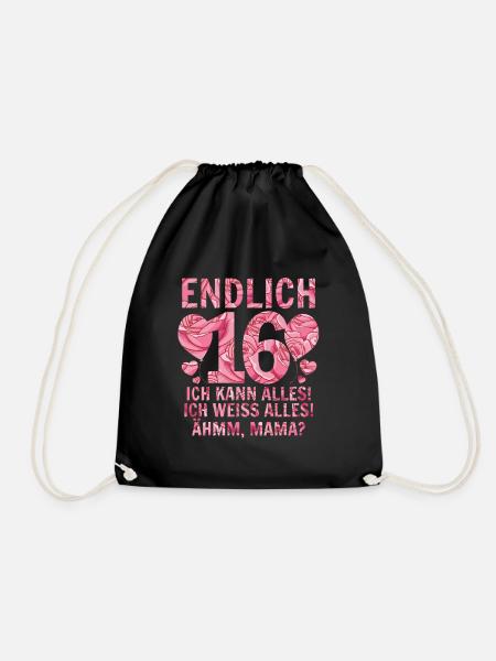 16th Birthday - Drawstring Bag - black