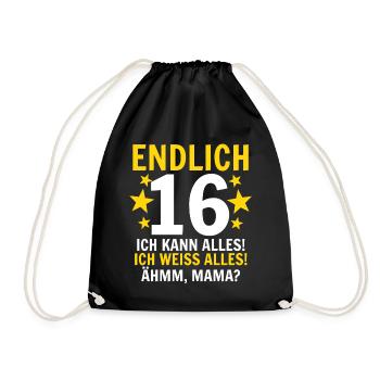16 Geburtstag - Turnbeutel - Schwarz - Vorne