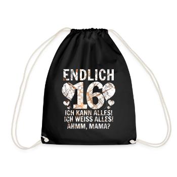16 Geburtstag - Turnbeutel - Schwarz - Vorne