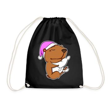 Capybara Capybara Tired Pillow Relax - Drawstring Bag - black - Front