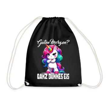 Funny Unicorn Morning Grouch Office Colleague Partner - Drawstring Bag - black - Front