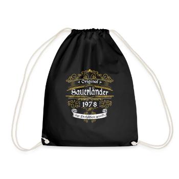 1978 Geburtstag Sauerländer Original Whiskey - Turnbeutel - Schwarz - Vorne