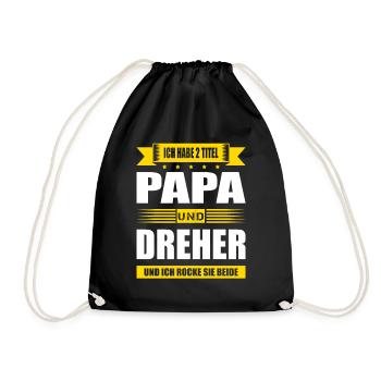 Zwei Titel Papa Und Dreher Spruch CNC-Dreher - Turnbeutel - Schwarz - Vorne