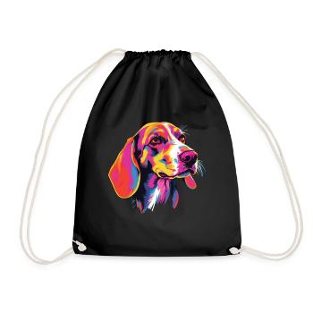 Wasserfarben Farbenfroher American Foxhound - Turnbeutel - Schwarz - Vorne