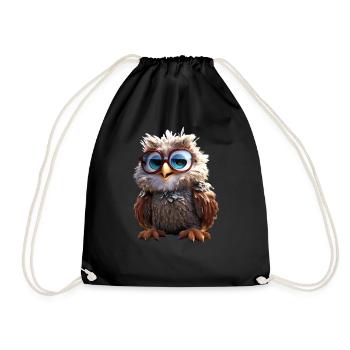 Owl Barn Owl Gift Owl Owl Owl Cute Owls - Drawstring Bag - black - Front