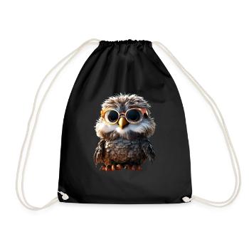Owl Barn Owl Gift Owl Owl Owl Cute Owls - Drawstring Bag - black - Front