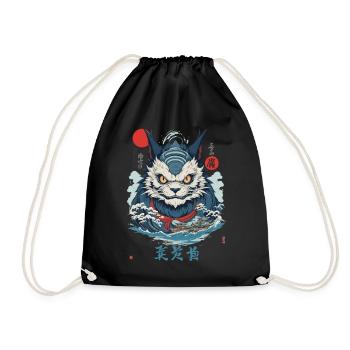 Japanische Yokai Monster Katze Vintage Streetwear - Turnbeutel - Schwarz - Vorne